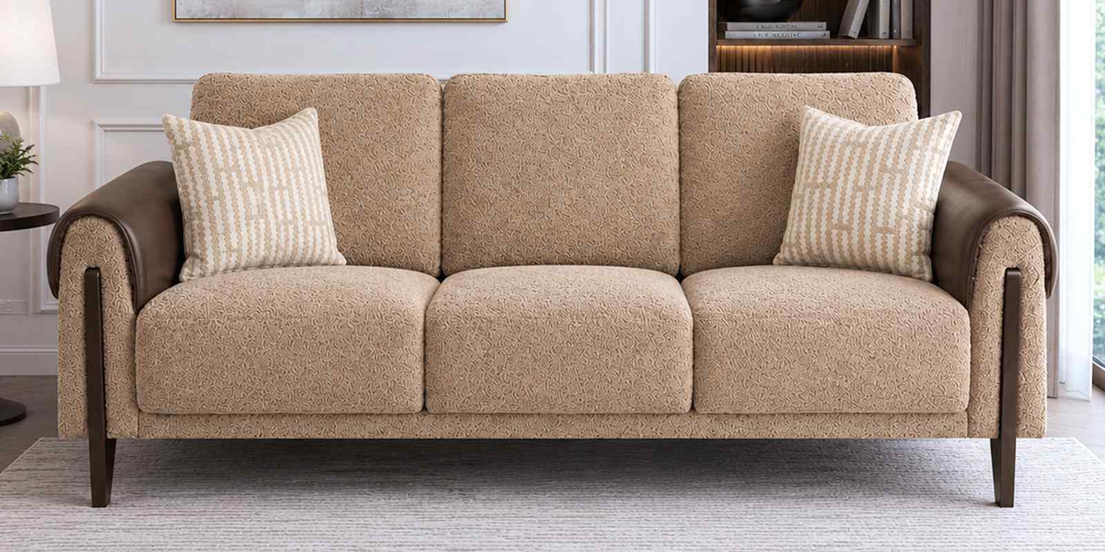 Arix 3 Seater Sofa In Brown Colour Arix 3 Seater Sofa In Brown Colour