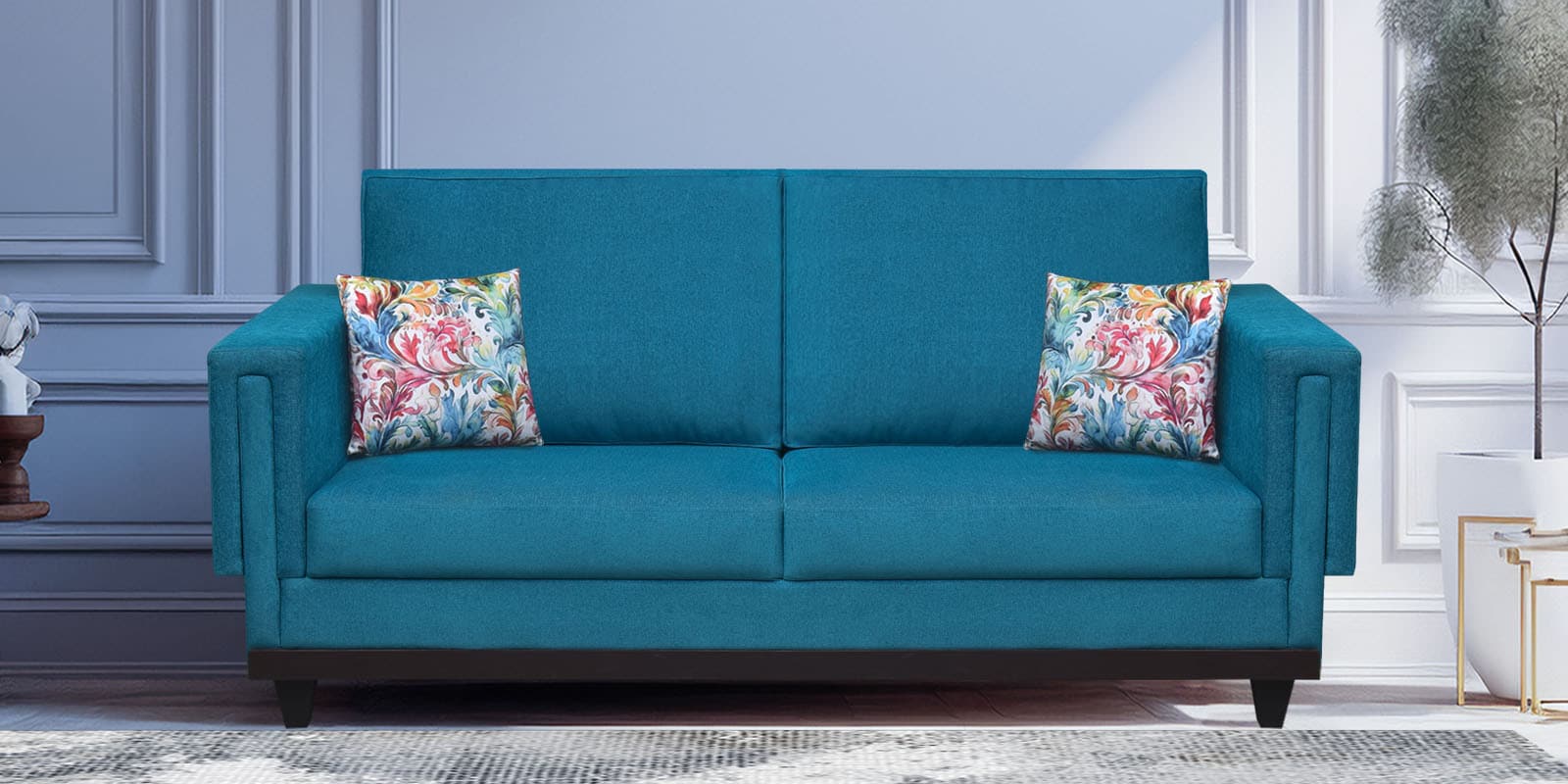 Osbert Fabric 3 Seater Sofa In Charcoal Black Colour