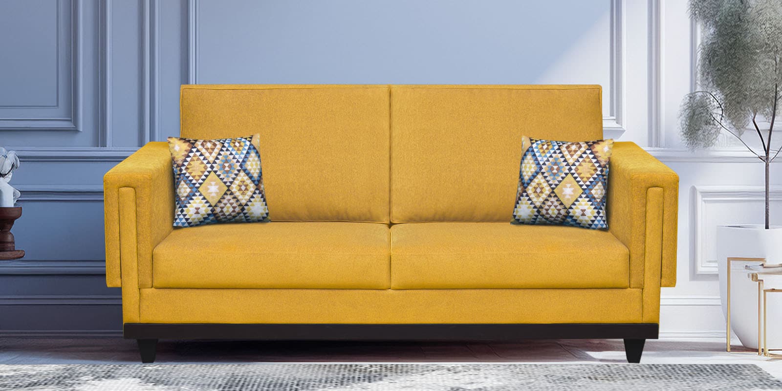 Osbert Fabric 3 Seater Sofa In Gold Yellow Colour