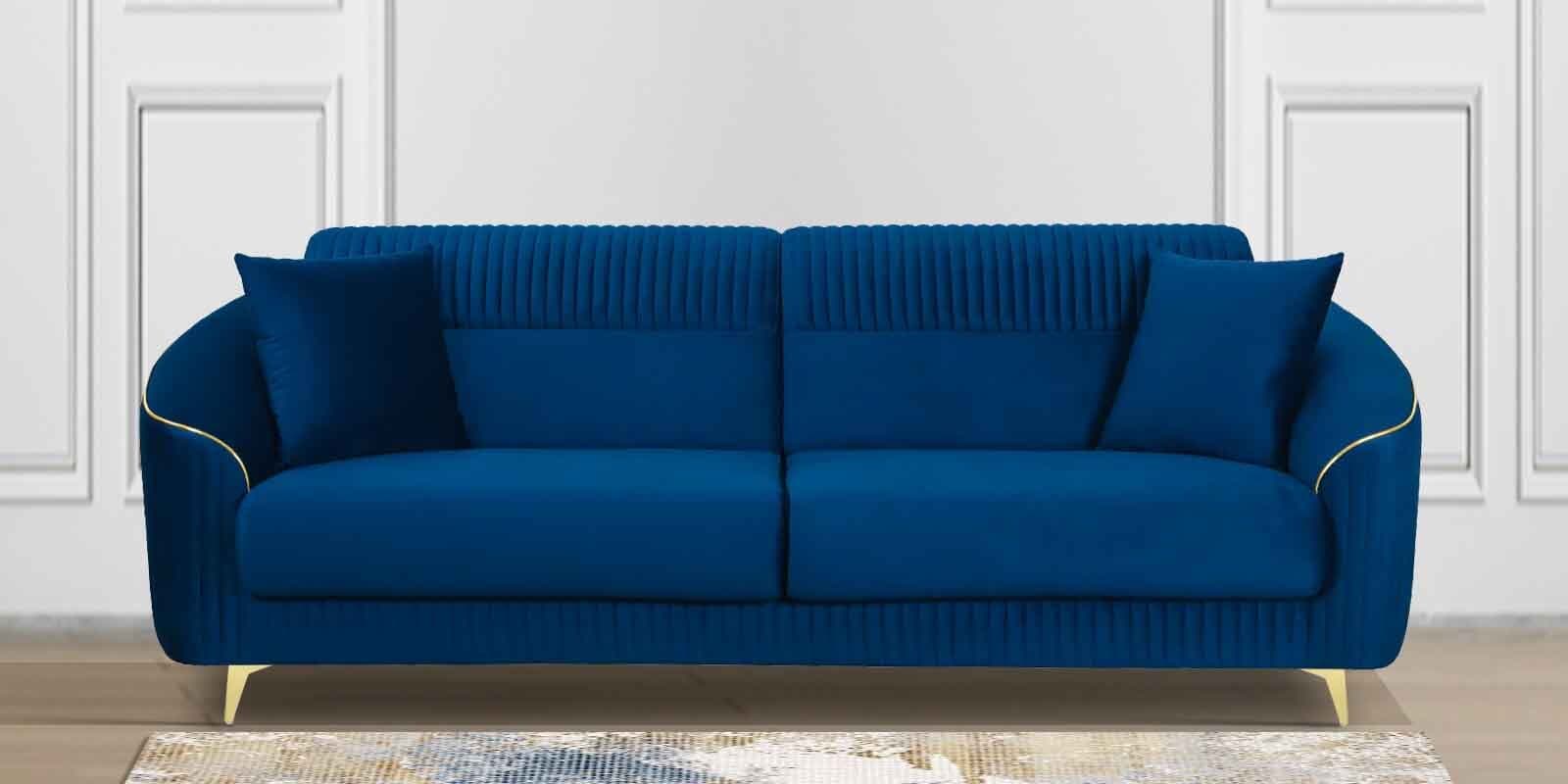 Victoria Velvet 3 Seater Sofa In Blue Colour