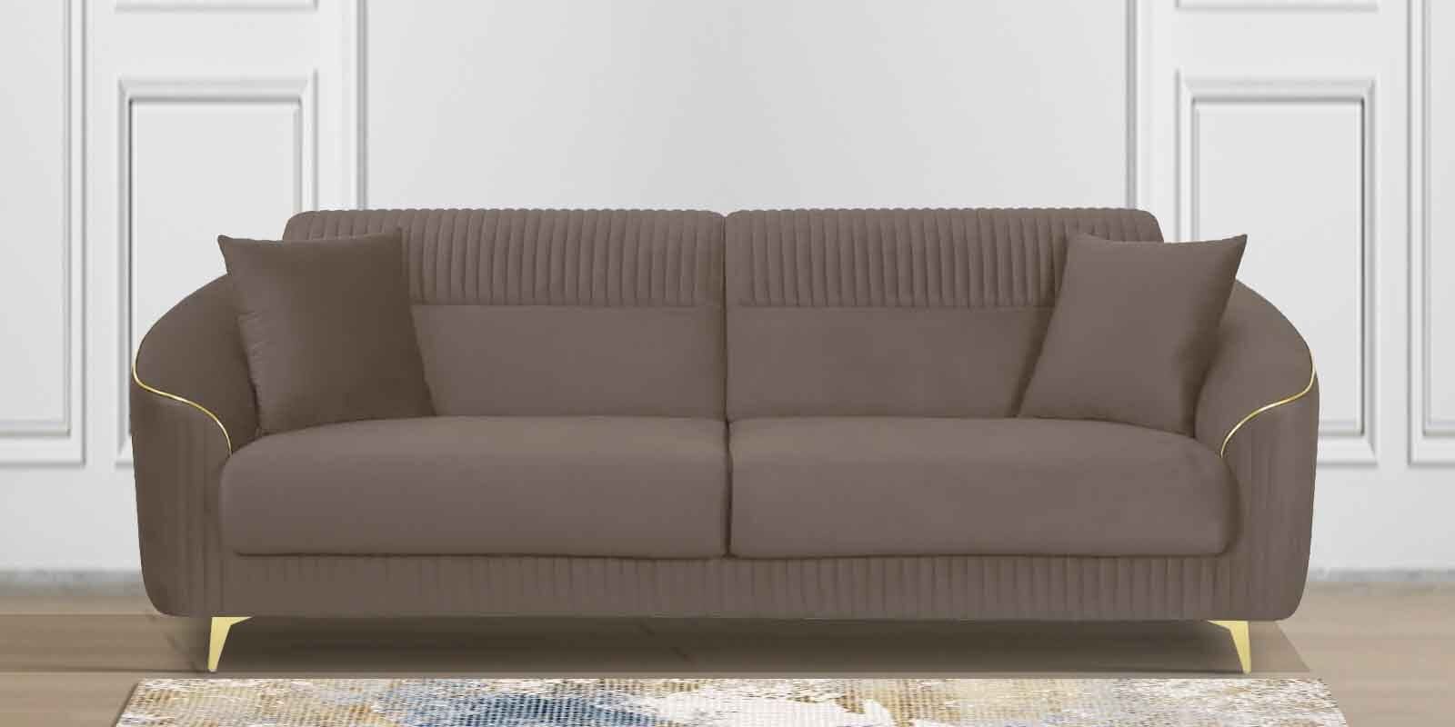 Victoria Velvet 3 Seater Sofa In Brown Colour