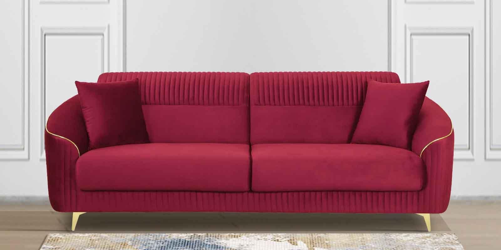 Victoria Velvet 3 Seater Sofa In Maroon Colour