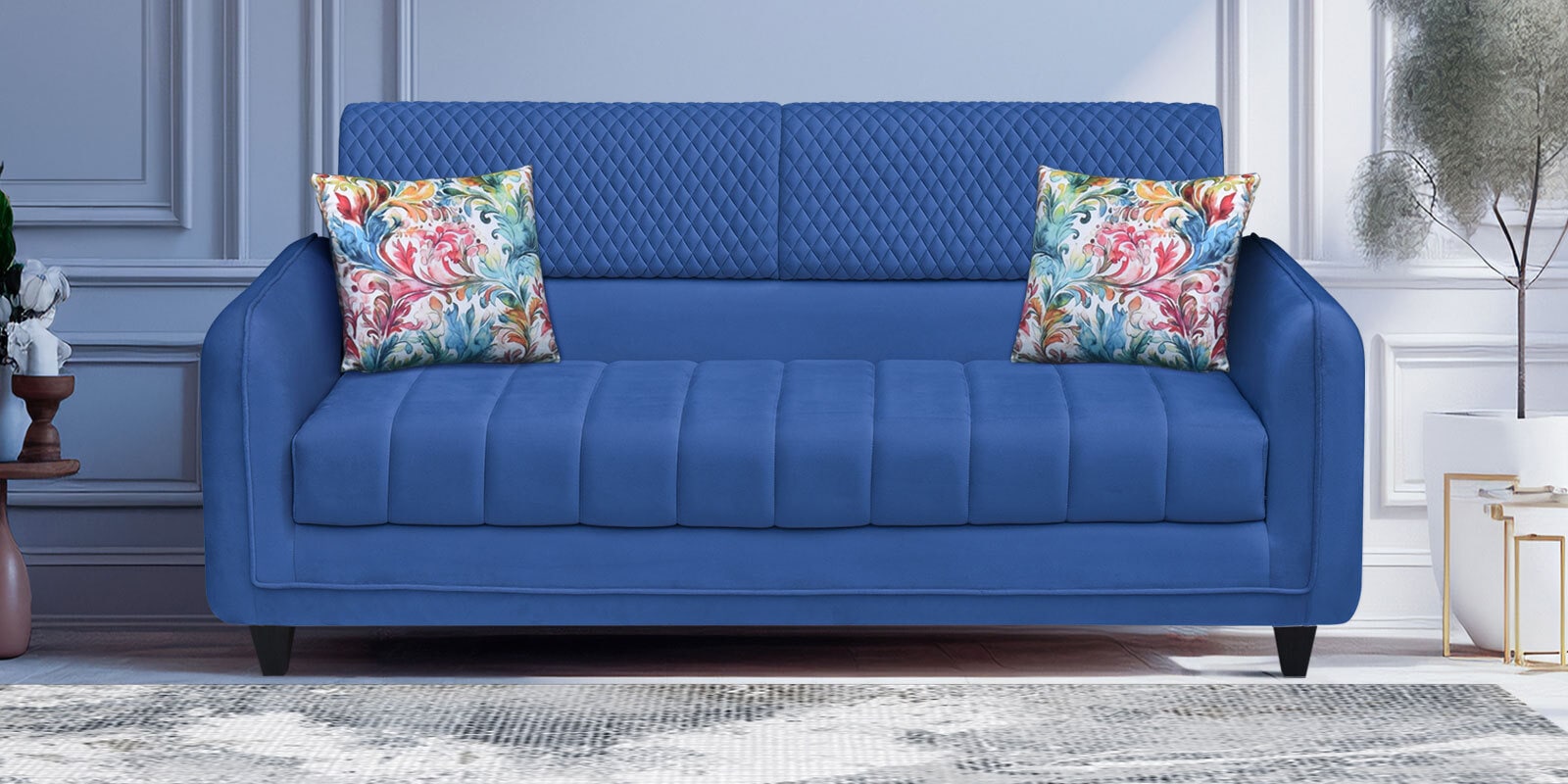 Winston Fabric 3 Seater Sofa In Blue Colour