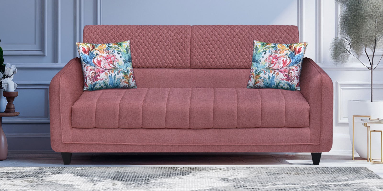 Winston Fabric 3 Seater Sofa In Onion Pink Colour