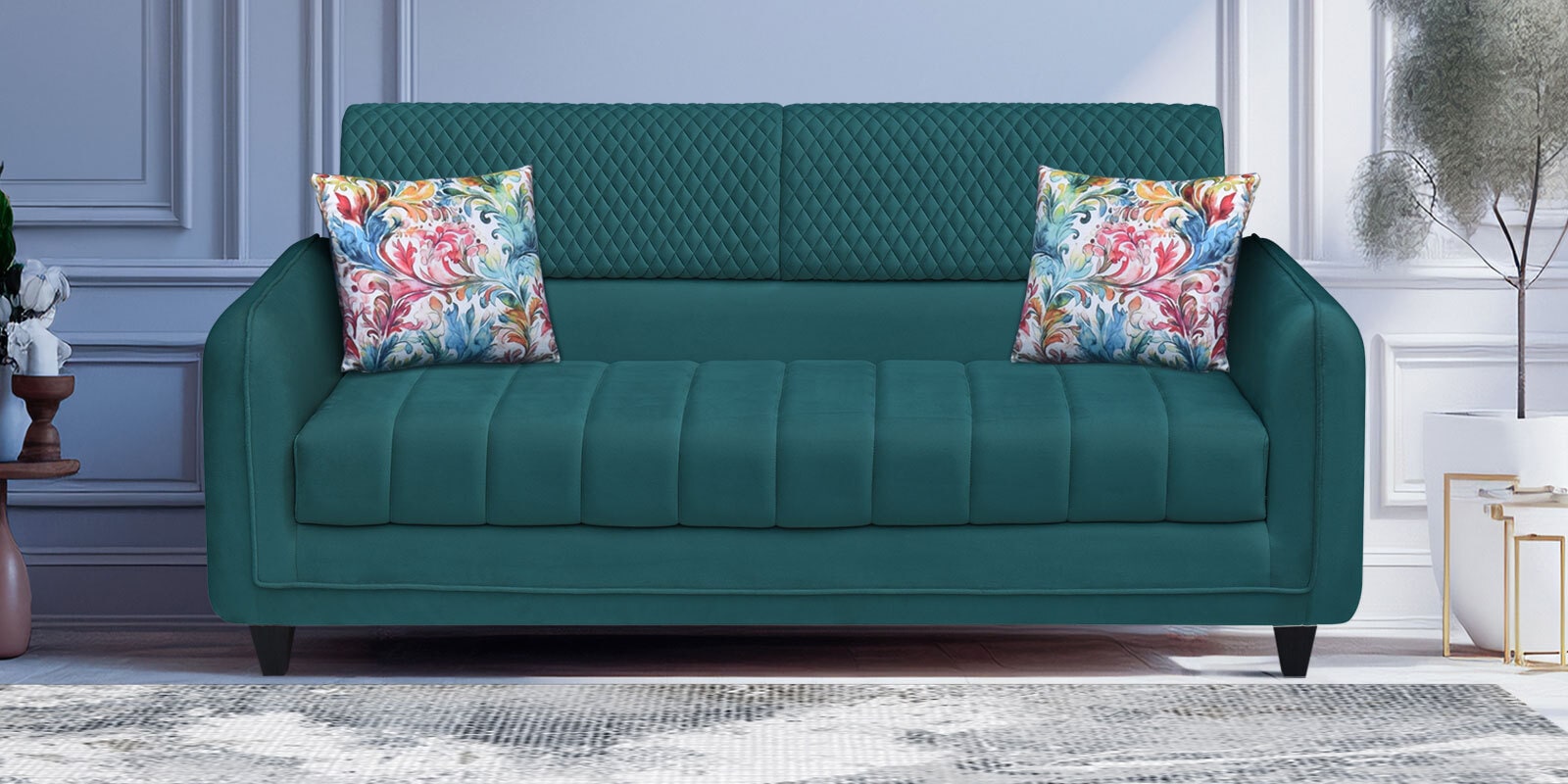 Winston Fabric 3 Seater Sofa In Teal Green Colour