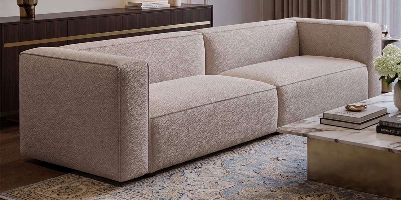 Arthea Boucle Mink 2 Seater Sofa In Beige Colour