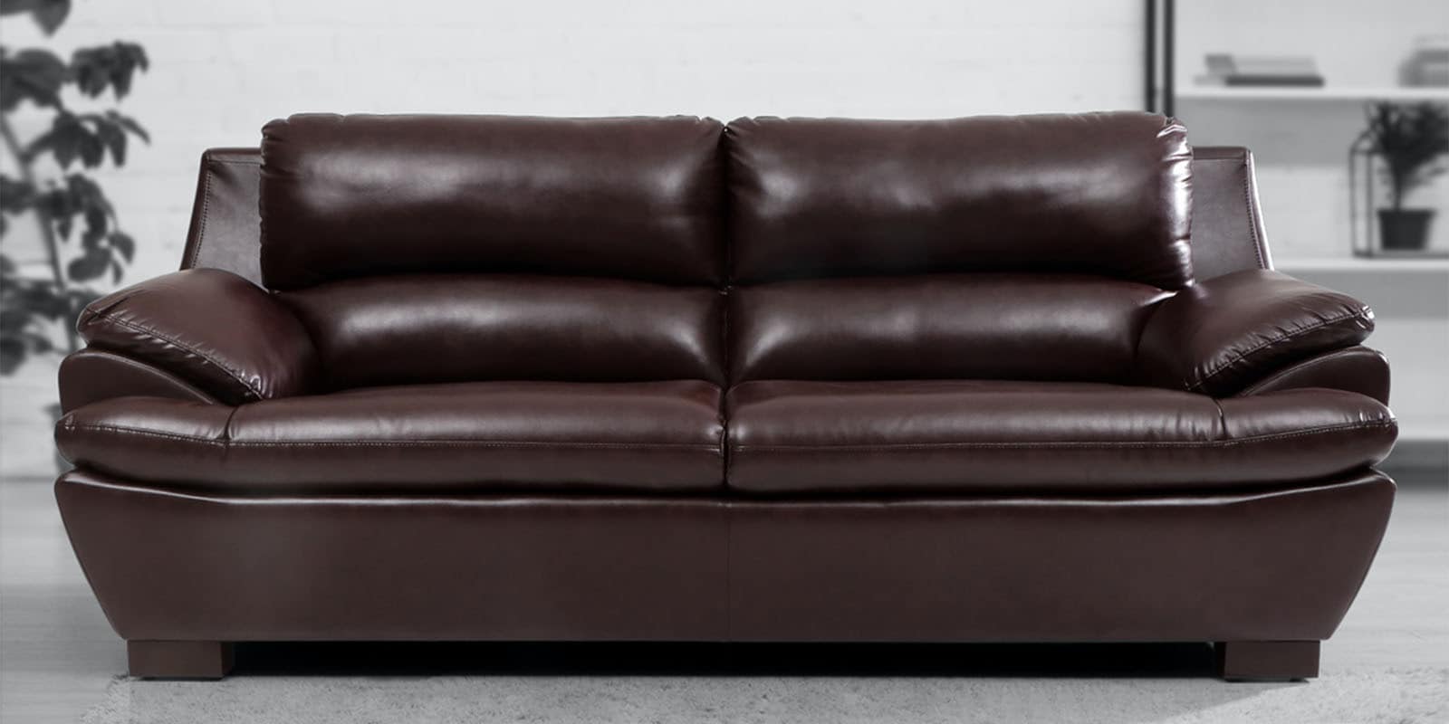 Arthur Leatherette 3 Seater Sofa in Dark Brown Colour
