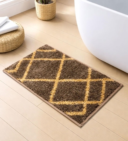 luxe home international Arabic Coffee Microfibre 16x24 Inches Quick Dry Bath Mat-picture-30