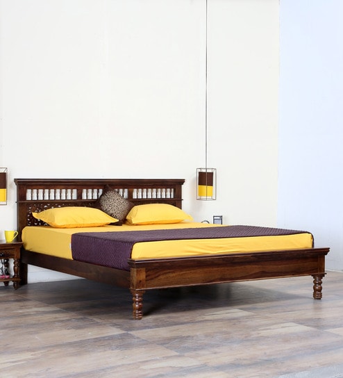 Buy Aramika Solid Wood King Size Bed in Provincial Teak ...