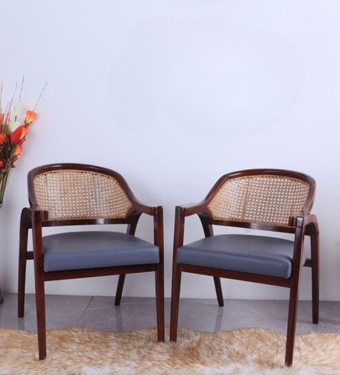 Arbor Teak Wood Arm Chairs In Brown Finish
