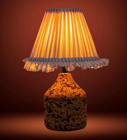 Pink Arc Table Lamp in Handcrafted Natural Cork with Lampshade