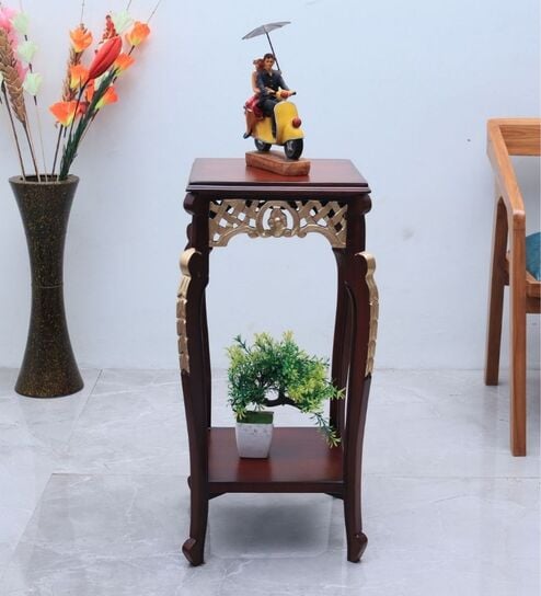 Arcadia Teak Wood Planter Table In Brown Finish