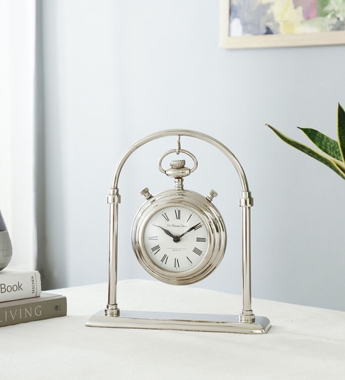 Archway Timepiece Silver Table Clock