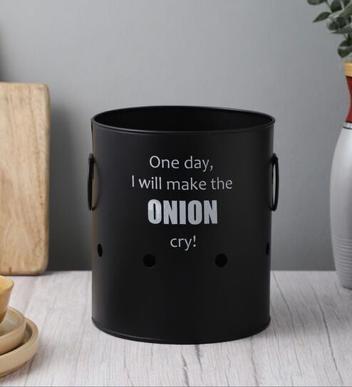 Ardura Black Metal Onion Container with Holes
