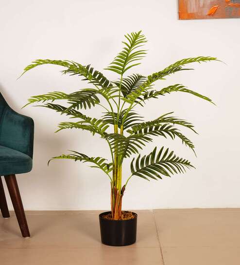 Artificial Areca Palm Plant with Black Pot