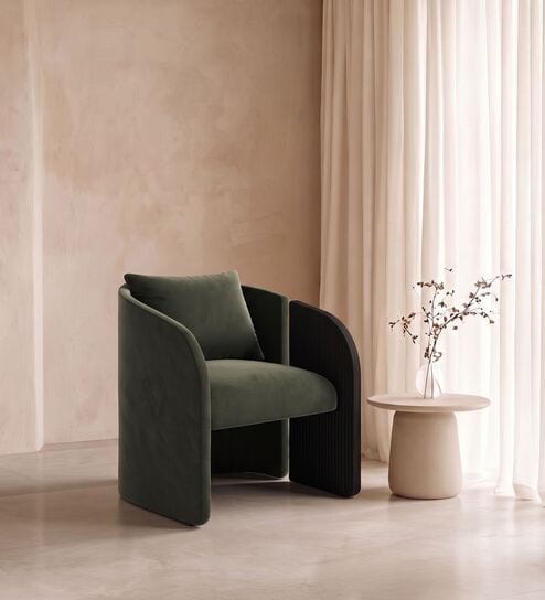 Arevella Sculpted Lounge Chair In Green Colour