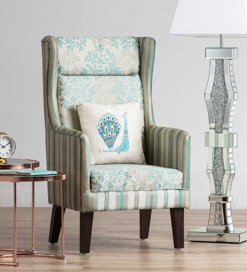 Ariel Wing Chair In Multicolour Fabric By Durian