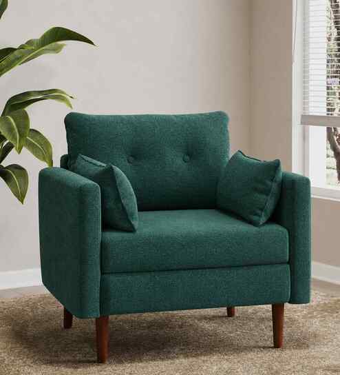 Arihana Boucle Fabric Accent Chair In Blue Colour
