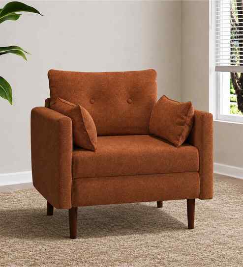Arihana Boucle Fabric Accent Chair In Blue Colour