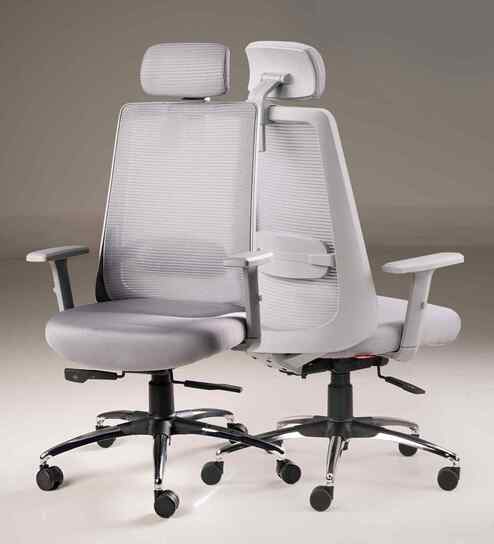 Aristo Ergonomic Chair With With Headrest In Grey Finish