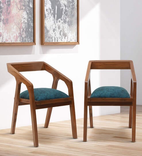 Aristo Teak Wood Arm Chair In Teak Finish (Set of 2)