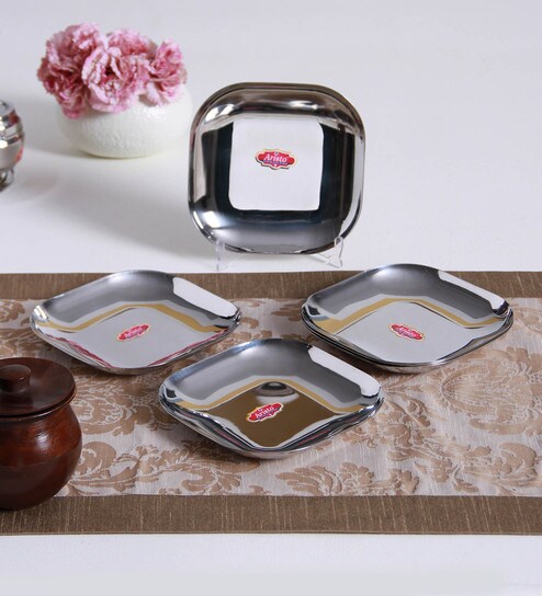 Buy Square Steel Dinner Plates Set Of 6 By Aristo Online Metal
