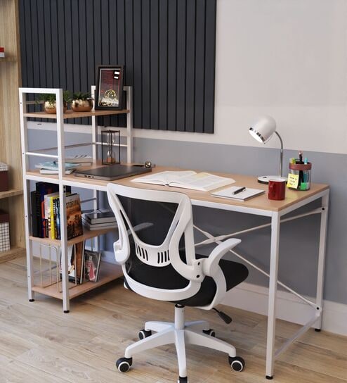 Arkane Multipurpose Table Study In Albert Maple with White Frame Finish