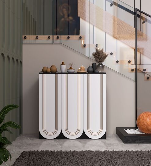 Arkane Shoe Rack In Black And White Finish