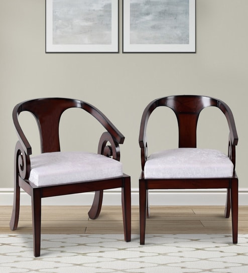 Arlaxa Solid Wood Arm Chair in Brown Finish (Set Of 2)
