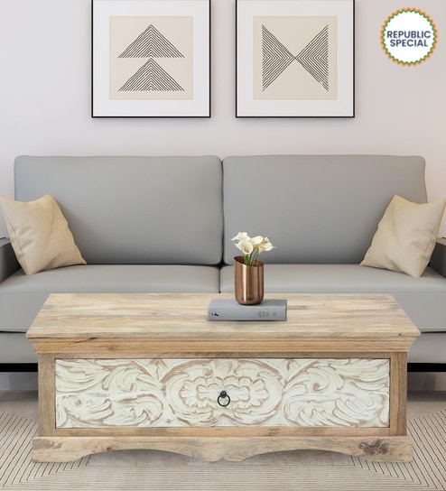 Arlot Solid Wood Rectangular Coffee Table In Scratch Resistant Natural Finish