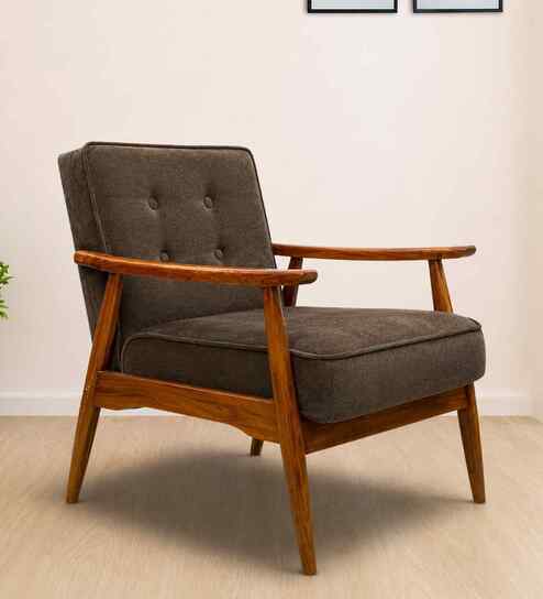 Armari Boucle Fabric Arm Chair In Brown Colour