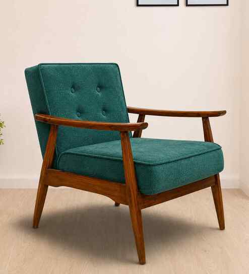 Armari Boucle Fabric Arm Chair In Green Colour