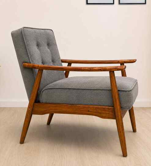 Armari Boucle Fabric Arm Chair In Grey Colour