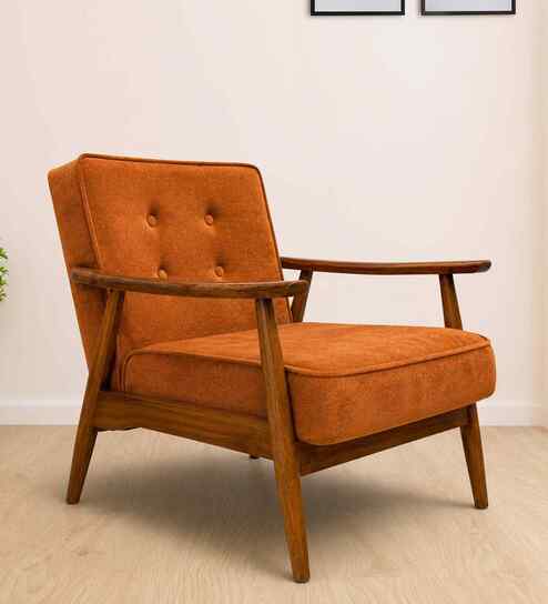 Armari Boucle Fabric Arm Chair In Orange Colour