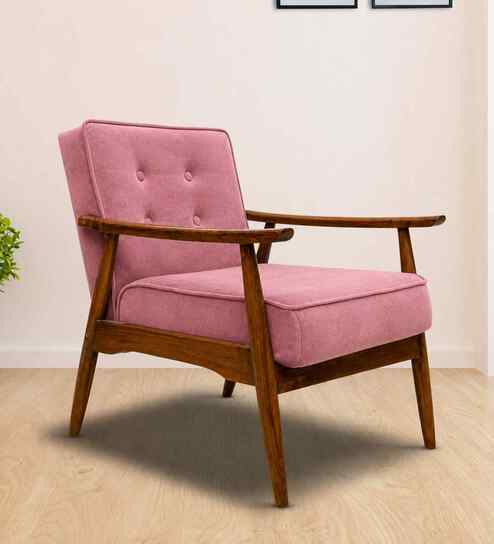 Armari Boucle Fabric Arm Chair In Pink Colour