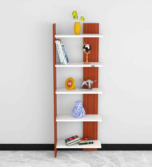 Aroma Floor Standing 5 Shelves Classic Walnut & Frosty White Finish