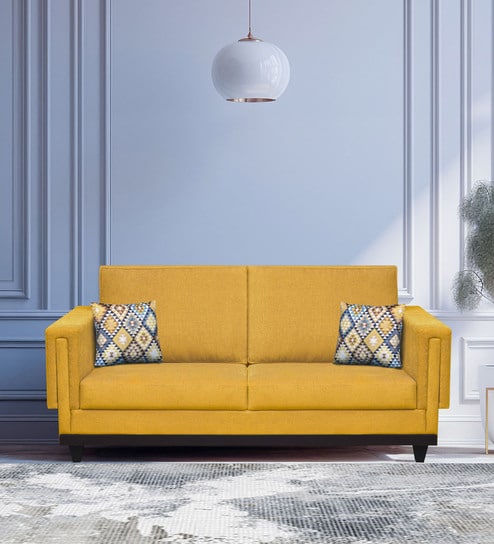 Osbert Fabric 3 Seater Sofa In Gold Yellow Colour