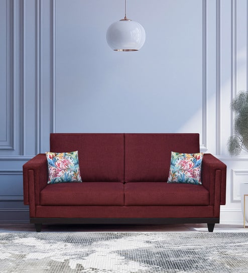 Osbert Fabric 3 Seater Sofa In Royal Maroon Colour