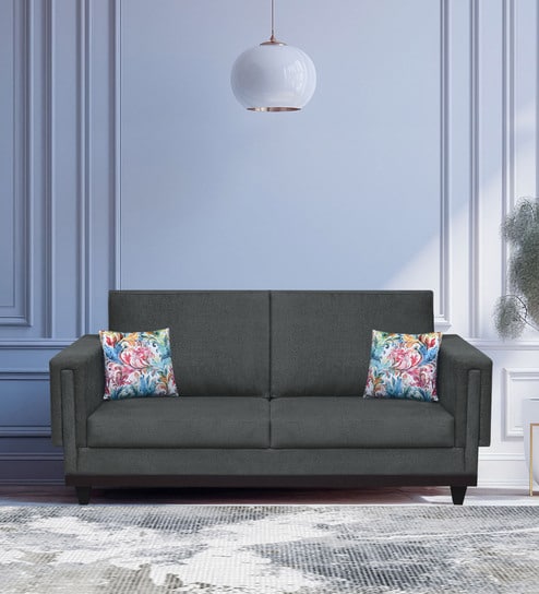 Osbert Fabric 3 Seater Sofa In Smoke Grey Colour