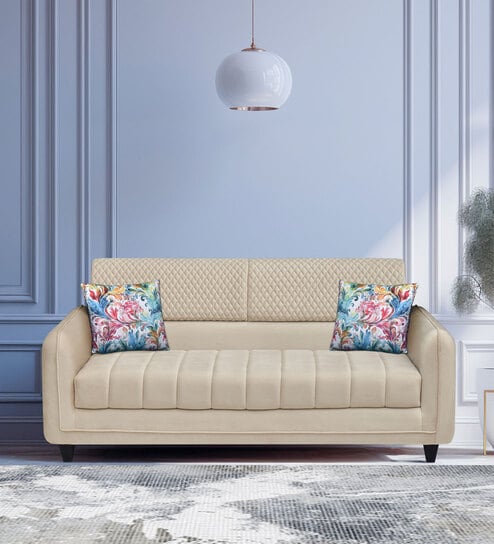 Winston Fabric 3 Seater Sofa In Beige Colour
