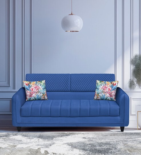 Winston Fabric 3 Seater Sofa In Blue Colour