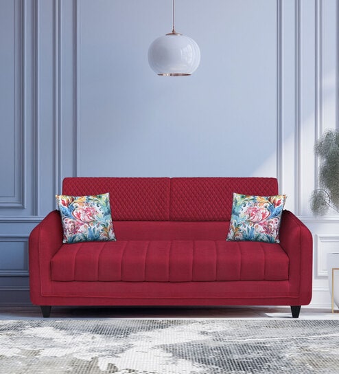 Winston Fabric 3 Seater Sofa In Maroon Colour