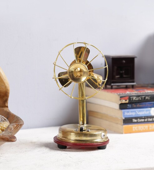 Gold Finish Metal Table Fan Pop Culture Curio by Art of Jodhpur