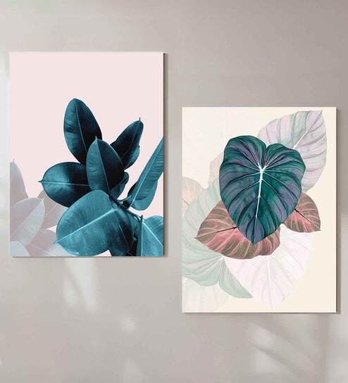 Art Street Floral Theme Set of 2 Stretched Canvas Painting for home d cor