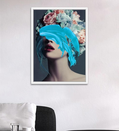 Art Street Set of 2 Wall Art Lady Modern Art Canvas Painting with Wooden Frame