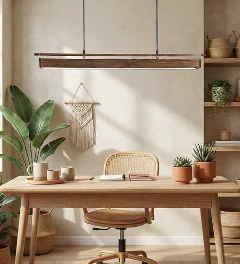 ArtDeco 48 Brown Solid Wood Linear LED Hanging Light