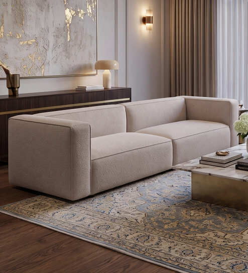 Arthea Boucle Mink 2 Seater Sofa In Beige Colour
