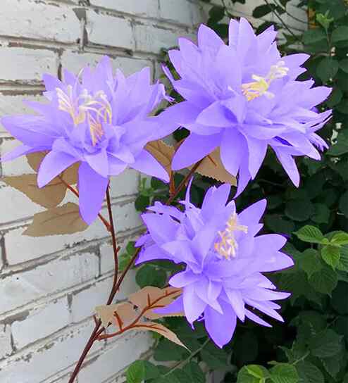 Set Of 2 Purple Plastic 2 Sticks Dahlia Artificial Flowers