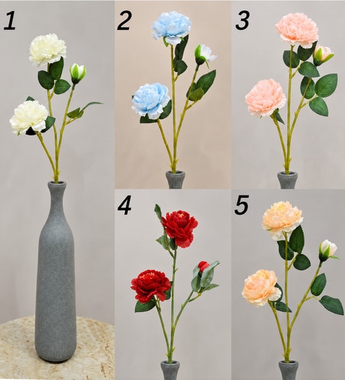 Peach Fabric Artificial Camellia Rose Flower Stick