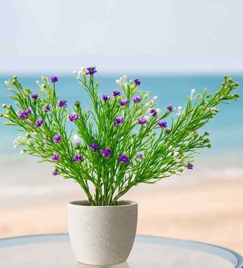 Set Of 3 Purple Plastic Silk Faux Artificial Flowers